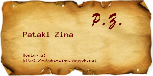 Pataki Zina névjegykártya